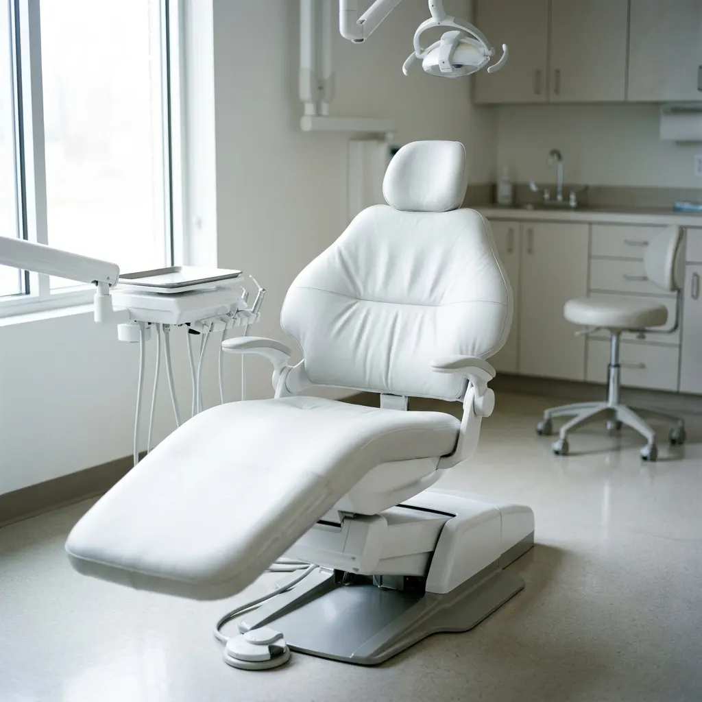 Sillón dental claro en una consulta vacía